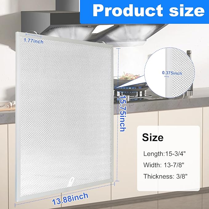 S99010430-002 Range Hood Filter Replacement, Fits Broan Nutone, 13-7/8" x 15-3/4" x 3/8", Upgrade 5-layer Aluminum Grease Filter,Easy Install&Washable & Reusable by ENKTIK (2-Pack)