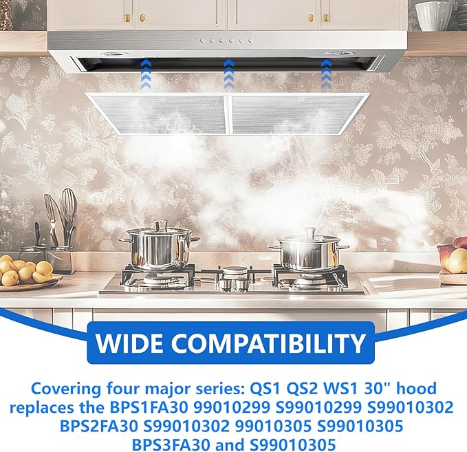 BPS1FA30 Stove Hood Vent Filter (2-Pack) - 11-3/4" x 14-1/4" x 3/8" Aluminum Grease Filter Compatible with NuTone Allure and Broan Range Hood Filter - Replaces 99010299 99010305 S99010305 AP3378953