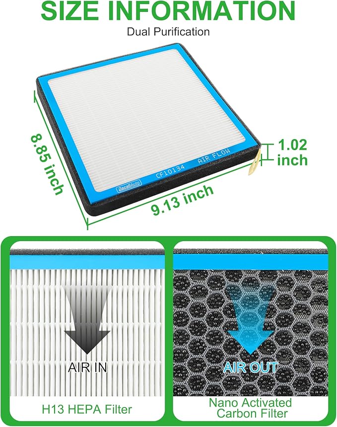 CF10134 Activated Carbon Beads Cabin Air Filter fit for Honda Accord 2003-2022, Civic 2006-2015, CR-V 2007-2016, Odyssey 2005-2017, Pilot 2009-2022, Acura TL TSX MDX RDX ILX RL RLX TLX