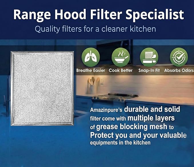 97006931 Broan Nutone range hood grease filter replacement Compatible with BP29 exhaust fan 88150 99010121 10-1/2 x 8-3/4 x 3/32 (10.5 x 8.75) Inch Aluminum 2 Pack