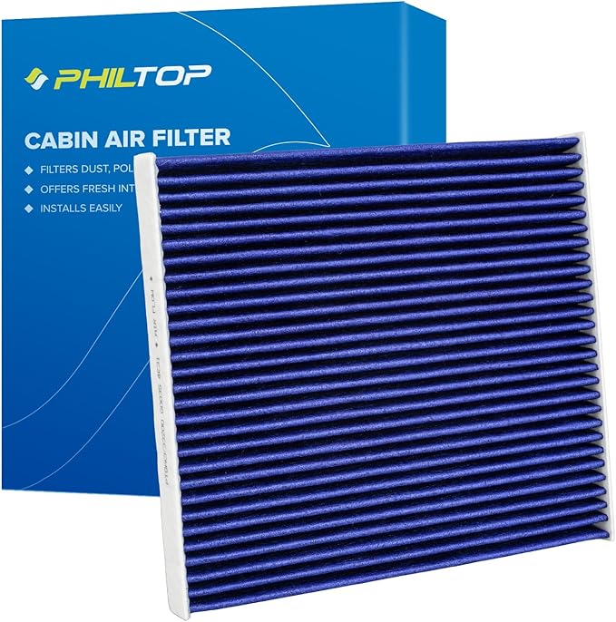 PHILTOP Premium HEPA Cabin Air Filter w/Dual Activated Carbon, Compatible with CF10371 Cadillac CTS 2003-2015, STS 2005-2011, SRX 2004-2009, Carbon Filter Up Dust Pollen Odor