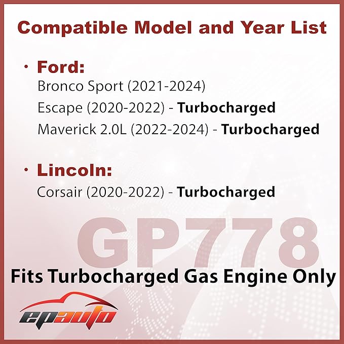 EPAuto GP778 (CA12778) Engine Air Filter, Replacement for Ford Bronco Sport, Escape, Maverick (2020-2024), Lincoln Corsair (2020-2022) - Fits Turbocharged Gas Engines - Extra Guard Panel Filter