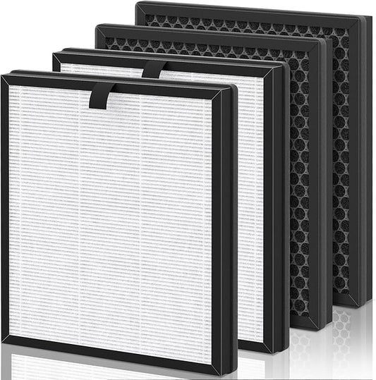 AP303 AP304 Replacement Filters, Compatible with DAYETTE ＆ FRESHDEW Air Purifier AP303/AP304, H14 HEPA Filter with Activated Carbon, 4 Pack (Original Filter)