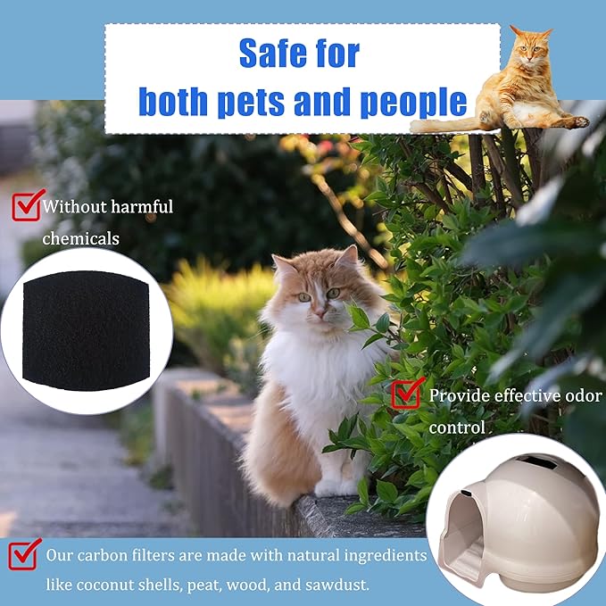 PurifyLogix Carbon Filters Compatible with Petmate Booda Clean Step Cat Litter Box - Thickened and Durable Activated Charcoal Filters, Absorb Odors/Control Damp from Pets/Keep Home Fresh (6 Pack)