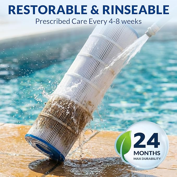 Pool Filter Cartridge, 5oz Trilobal Heavy-Duty Fabric, Ultra Series, Compatible with Hayward Star-Clear C500 Easy Clear C550, Replacement for CX550RE CX500RE, PA55 PA50, 50 Sq. Ft. (7" Dia)