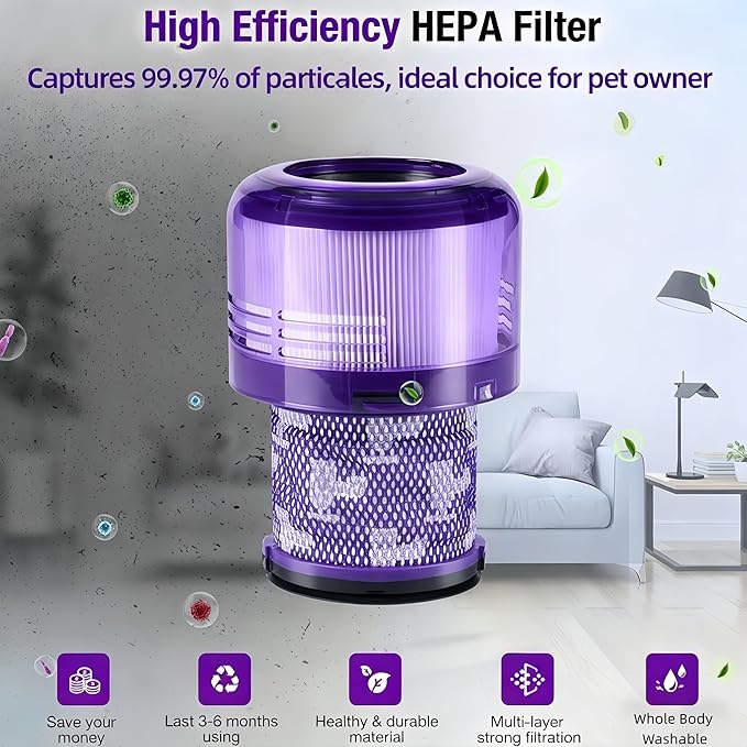 V11 V15 Upgraded Dust Bin Replacement & HEPA Filter for Dyson V11 V15 SV14 SV15 SV22 Vacuum Cleaner, Canister Dirt Cup Spares Part 969509-01 965440-01, Fixes Broken Latch & Restores Suction