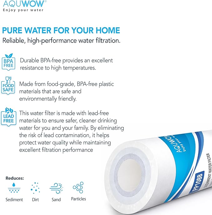 PP10BB 5 Micron 4.5" x 10" Filter Set – Sediment Replacement Cartridges for Whole House Water Filtration Systems, Universal Standard PP Filters (6, 10 x 4.5)