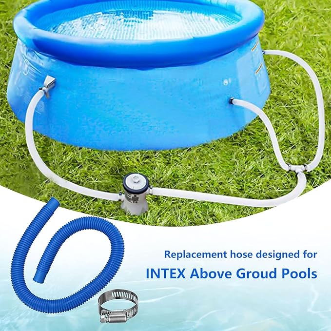 Pool Filter Pump Hose for Intex Pool Accessories - 1.25"Diameter Replacement Pool Hoses for Above Ground Pools Parts Compatible with Coleman ＆ Bestway,59"Long With 8 Clamps (3, Blue)