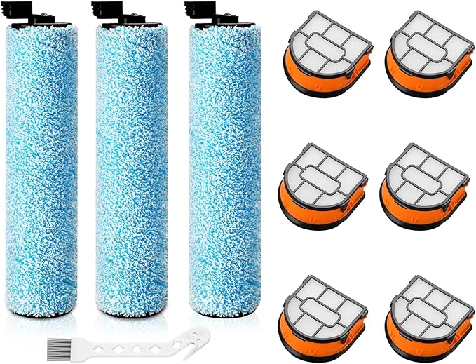 WD161 Roller and Filter For Shark HydroVac MessMaster Wet Dry Vacuum Cleaner WD161 WD261 AW261 (3 Brush 6 Foam Filter Kit)