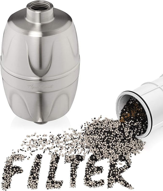 Aqua Elegante Shower Water Filter - Chlorine Showerhead Filters Using Only Proven Ingredients, Universal Home Purifier And Filtered Softener System Best for Skin and Hair - Brushed Nickel