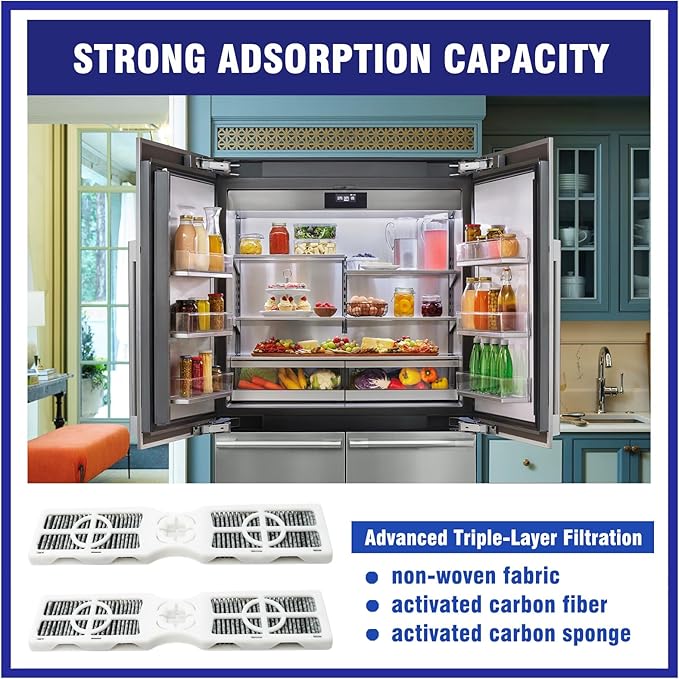 3 Pcs Refrigerator Air Filter Replacement Fit for Frigidaire GRFN2853AF0, GRFN2853AF1, GRFN2853AF3, GRFS2853AD, GRFS2853AD0, GRFS2853AD1, GRFS2853AD2, GRFS2853AD3, GRFS2853AF, GRFS2853AF0, GRMC2255AF