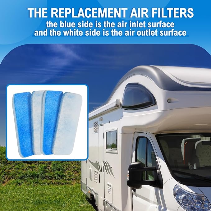 Ziliny 10 Pack RV AC Filters for Air Conditioner Vent 12.9 x 5.5 Inch RV Filters Replacement for Air Conditioner Vent Compatible with MERV 6 AC Filter(Rounded Rectangle)