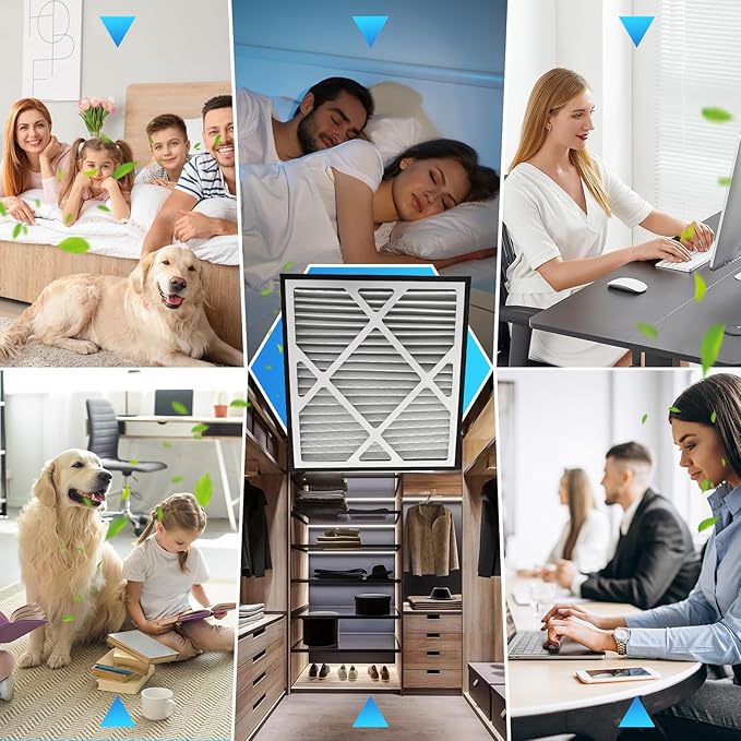 4Pack Upgraded 14''x14''x3'' MERV 13 Air Filter Pleated Whole House Replacements are perfectly Compatible with the Zephyr VGF Series Whole House Return Grille 14x14x3 Air Filter