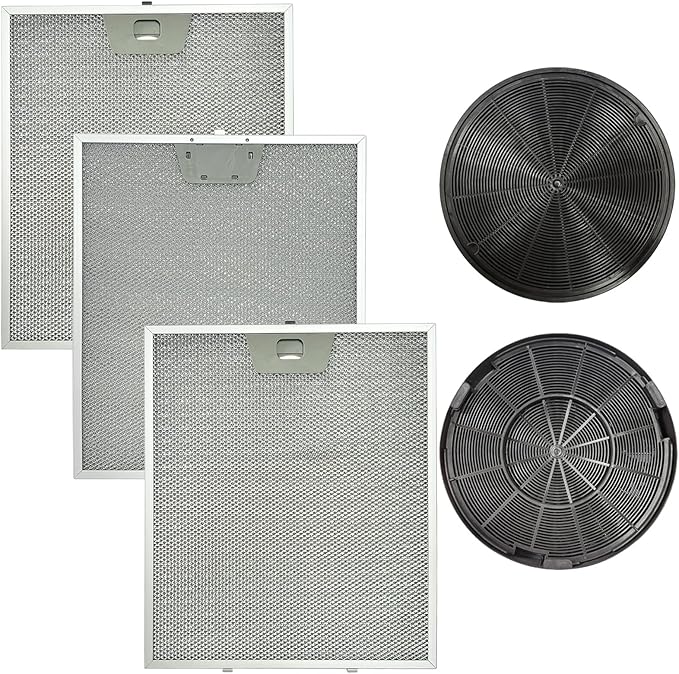 3 Pack WB02X24871 Range Vent Hood Grease Filter & 2 Pack JXCF72, WB02X24842 Charcoal Filter Compatible with GE Range Hoods JVW5361EJ1ES, JVW5361SJ1SS, JVW5361BJ1TS, JVW5361EJ2ES