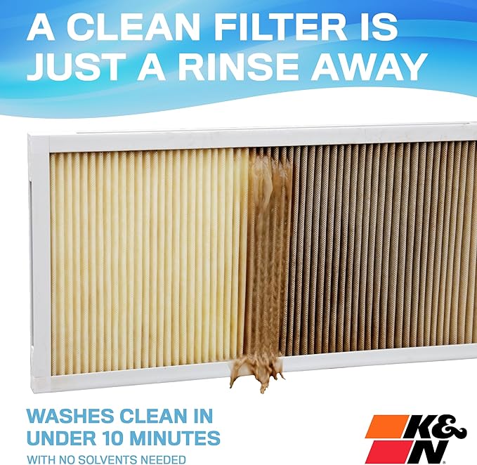 K&N 18x30x1 HVAC Furnace Air Filter, Lasts a Lifetime, Washable, Merv 11, the Last HVAC Filter You Will Ever Buy, Breathe Safely at Home or in the Office, HVC-11830