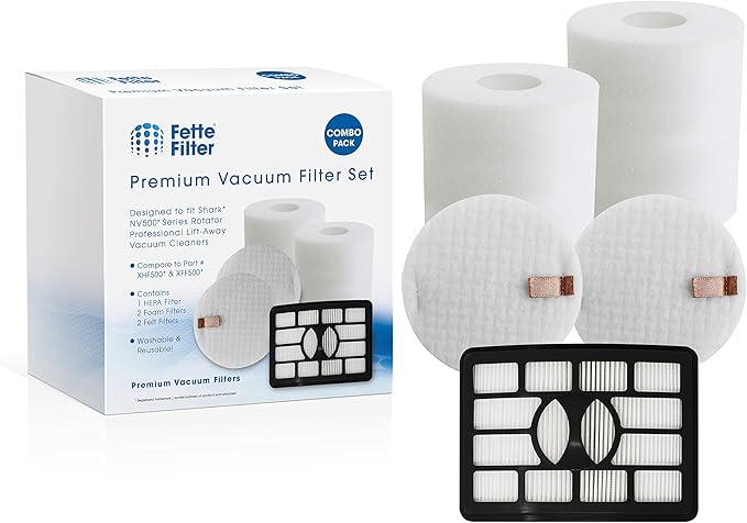 Fette Filter - Vacuum Filter Set Compatible with Shark Rotator Professional Lift-away NV500, NV501, NV502, NV505, NV510, NV552, UV560. Compare to # XHF500 & XFF500. (1 Hepa 2 Foam)
