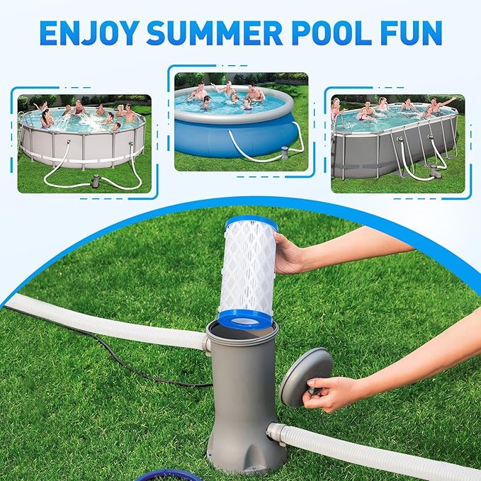VICAMB 8 Pack Type A/C/III Pool Filter Cartridge Replacement, Compatible with Intex 29000E/59900E, Reusable Outer Shell with Replaceable Inner Filters for Select Above Ground Pool Pumps