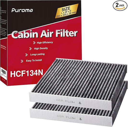Puroma Cabin Air Filter with Activated Carbon, Replacement for CP134, CF10134, Honda & Acura, Civic, CR-V, Odyssey, CSX, ILX, MDX, RDX, AT134 (2 pc)