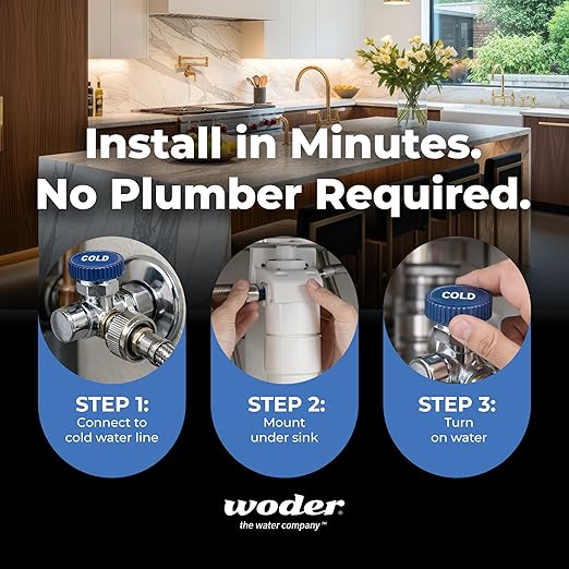 Under Sink Water Filter System, Removes PFAS, Lead & Chlorine, Keeps Essential Minerals, WQA Certified, Easy DIY Install, No Drilling, Ultra High Capacity, US Made (Gen4)