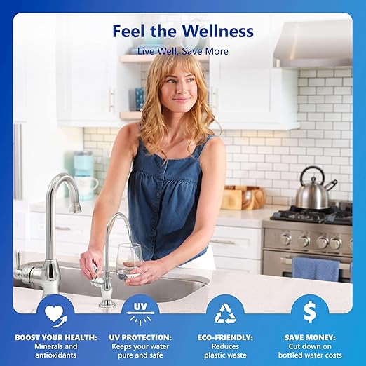 Express Water ROALKUV10D 11-Stage Alkaline Under Sink Reverse Osmosis Water Filter System, UV Filter, NSF Certified 372, Reduces 99% of Impurities, BPA Free, Deluxe Chrome Faucet