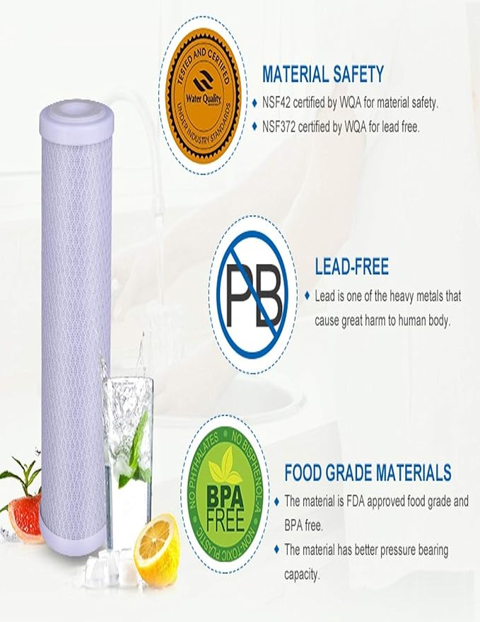 CFS – 2 Pack Carbon Block Water Filter Cartridges Compatible with Flow-Pur 8, WCBCS-975-RV Models – Removes Bad Taste & Odor – Whole House Replacement Filter Cartridge – 5 Micron