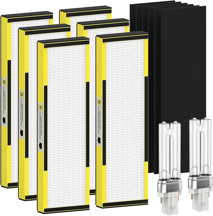 6 Packs FLT4825 Replacement Filter B & 2 Replacement Bulb Compatible with AC4825 AC4300 AC4800 AC4900 AC4850, Part No# FLT4825, LB4000