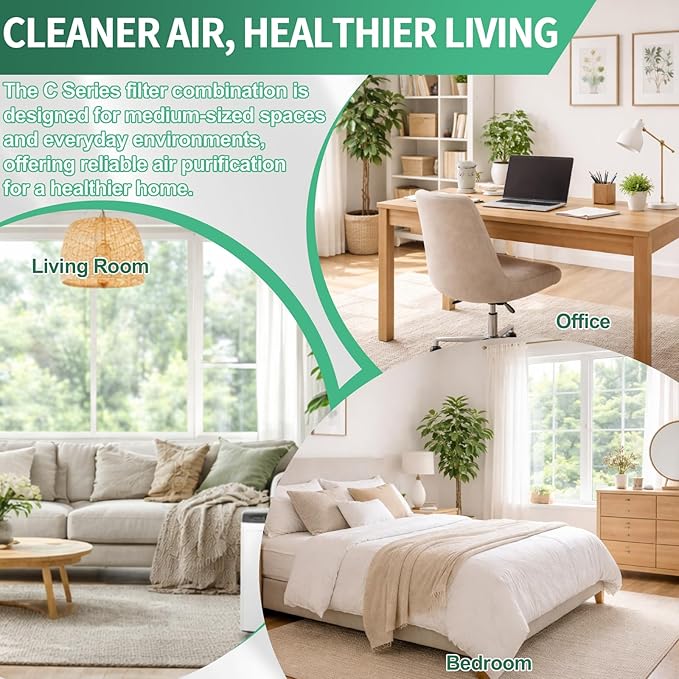 Gekufa Replacement Filters C Compatible with Idylis IAF-H-100C, IAP-10-200, IAP-10-280 Air Purifiers Include 2 Filters & 2 Carbon Filters