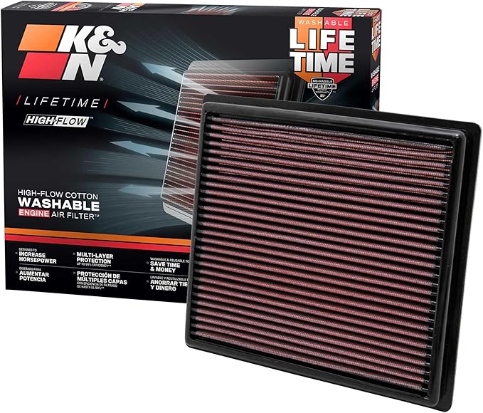 K&N High-Flow Original Lifetime Engine Air Filter: Increase Power: Premium, Washable: Compatible with 2010-2026 Toyota/Lexus/Mitsubishi/Fiat: (See Product Description for Select Models) 33-2443