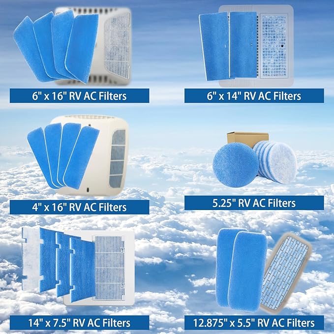 Tikfoam RV AC Filter 4 x 16 Inch RV Air Filters, MERV 6 Original Standard AC Filter 4 Filters