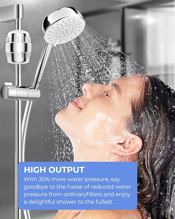 30 Stage VeoryFly Shower Filter with Vitamin C, Showerr Fiter for Hard Water, High Output Water with 2 Replaceable Fillter Cartridges, Water Softener Filter to Remove Chlorine