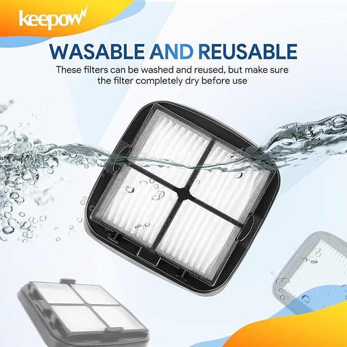 KEEPOW Pet Hair Eraser Filter Replacement 97D5 6 Pack, Compatible with Bissell Pet Hair Eraser Corded Handheld Vacuum 33A1 Series, 35V4 Series, 47R5 Series, Part# 2037416, 2031432