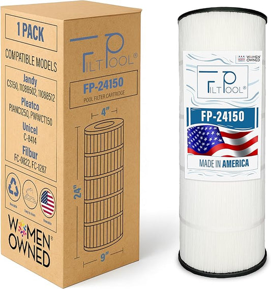FP-24150 Replacement Pool Cartridge Filters for Jandy CS150, 11088502, 11088512, Unicel C-8414, Filbur FC-0822, FC-1287, PJANC1250, PWWCT150 – Clean Water Filtration – 1 PC, 150 SQFT