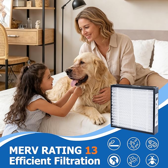 2-Pack MERV 13 Air Filters, Replacement for Lennox X6673 Pleated Furnace Filter, 20x25x5 (Actual 19-3/4" x 24-3/4" x 4-3/8"), Easy Install & Space-Saving