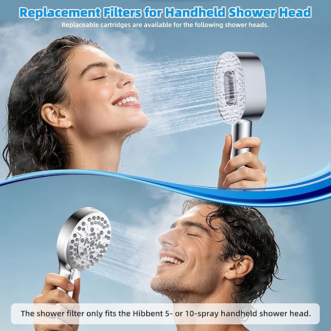 Hibbent 3 Pack Replacement Shower Filters Fit Hibbent 10-spray Handheld Shower Head, 20 Stage Showerhead Filter for Hard Water, High Output Shower Filter