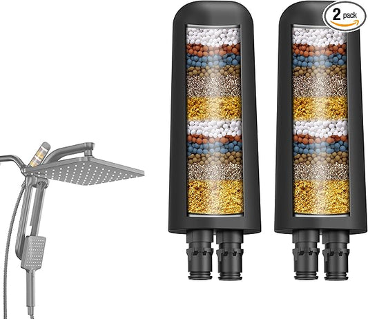 2-Pack Black Shower Head Filter Replacement for L400099 DAKINGS Matte Black Filtered Rainfall Shower Head Combo, Remove Chlorine, Reduces Dry Itchy Skin