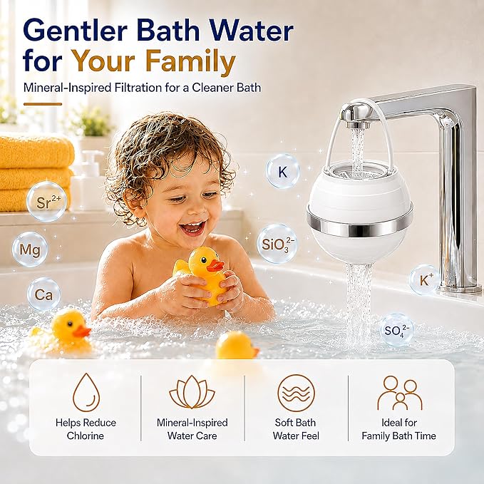 Bath Filter for Tub - 10 Stages Bath Filter- Removes Hundreds of Contaminants, BPA Free, Purify Your Bathwater for Healthier Skin and Hair, White