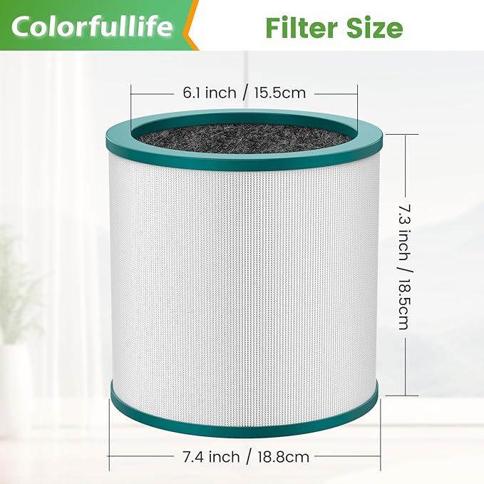 Colorfullife Replacement Air Purifier Filter for Dyson Tower Purifier Pure Cool Link TP01, TP02, TP03, BP01, Compare to Part 968126-03，2 Pack