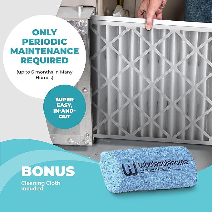 20x20x4 Air Filter Replacement MERV 11, FC100A1011 Pleated HVAC AC Furnace Filters with Wholesalehome Cleaning Cloth, 3-Pack (Actual Size: 19.94 x 19.75 x 4.38 Inches)