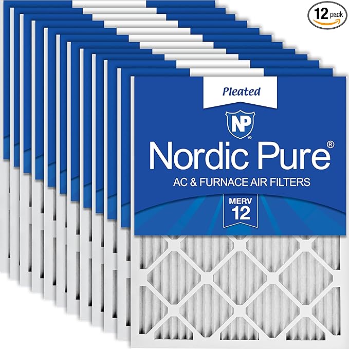 Nordic Pure 14x24x1 (Actual Size: 13 3/4 x 23 3/4 x 3/4) Pleated MERV 12 Air Filters 12 Pack