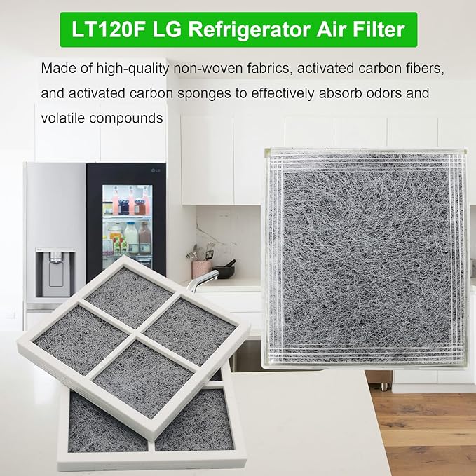 6 PACK LT120F Refrigerator Air Filter Replacement, Compatible models LG LT120F Kenmore Elite 469918, 9918, 795, for LG ADA73214402, ADQ73214403, ADQ73214404, ADQ73334008, LMXS30776S