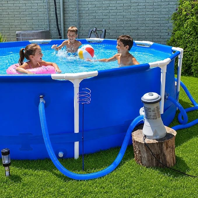 Replacement Pool Hoses for Above Ground Pools 1 1/4, 59"" Long Filter Pump Hose, 2 Packs Pool Pump Hose with 2 Hose Holders and 4 Metal Clamps (Blue)