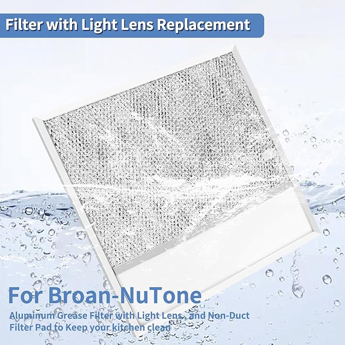 BP57 Range Hood Filter - for Broan-NuTone 43000 Kitchen Grease Filter, Aluminum Filter with Lens 11 3/8" x 11 3/4" (1 Pack)