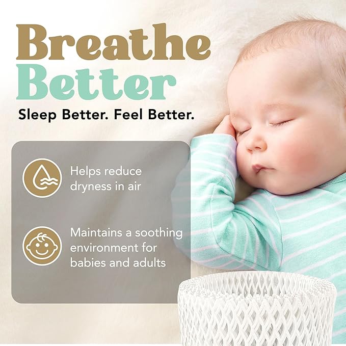 Durabasics Humidifier Filter Replacement – Compatible with Canopy Bedside Humidifiers (4 Pack), Wick Filters, Wood Pulp Paper, Helps Capture Minerals, Replace About Every 6 Weeks