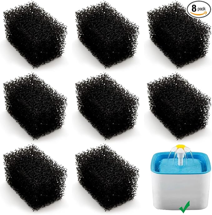 8 Pack Replacement Pre-Filter Sponges for 84oz/2.5L Automatic Cat Water Fountain