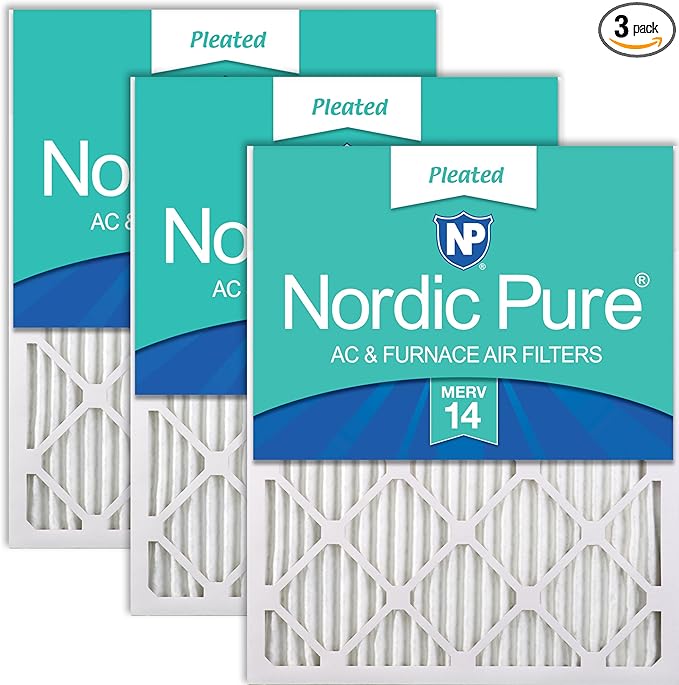 Nordic Pure 12x24x1 (Actual Size: 11 1/2 x 23 1/2 x 3/4) Pleated MERV 14 Air Filters 3 Pack
