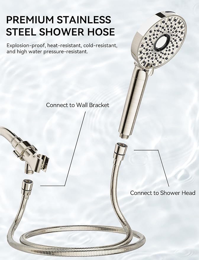 Magichome Shower Head with Handheld, High Pressure 10-Spd Detachable Chrome Showerhead with Stainless Hose