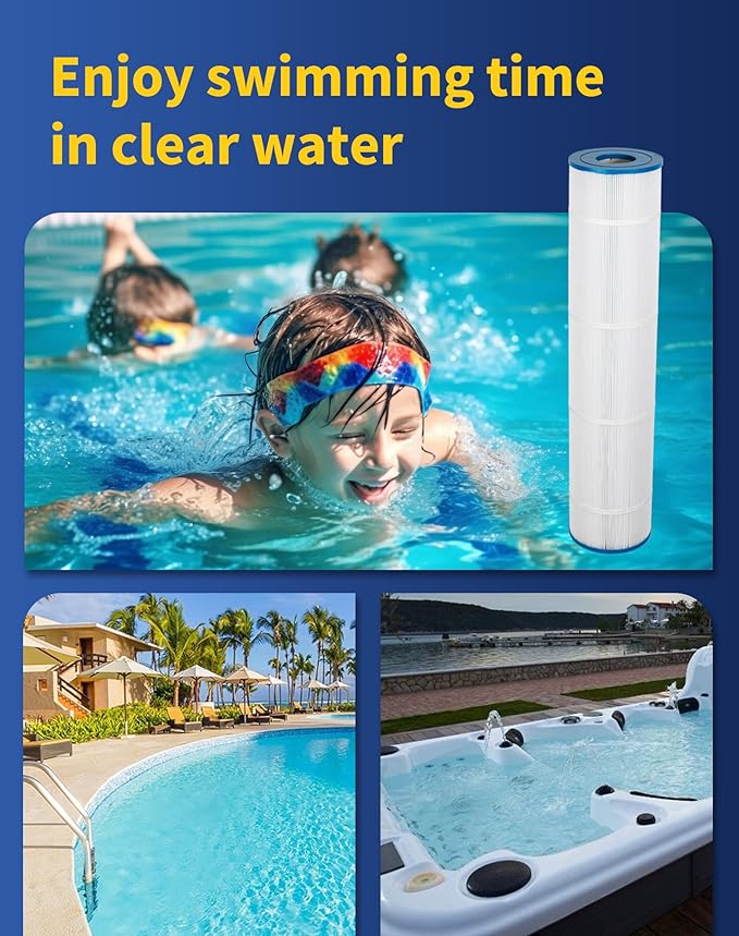 ZOTEE PCC130-PAK4 Pool Filter Cartridge Replaces Clean and Clear Plus 520, C-7472, Darlly 71252,FC-1978, 817-0143, PLFPCC130, 32-1/16" x 7" Pool Filter, 4 Pack+ O Ring
