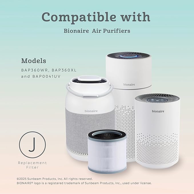 Official Bionaire - 360 Circular True HEPA Allergen Replacement Air Filter, 3-Stage Filtration, Compatible with Bionaire 360 Air Purifiers, Captures Dust, Pollen, Smoke & Pet Dander