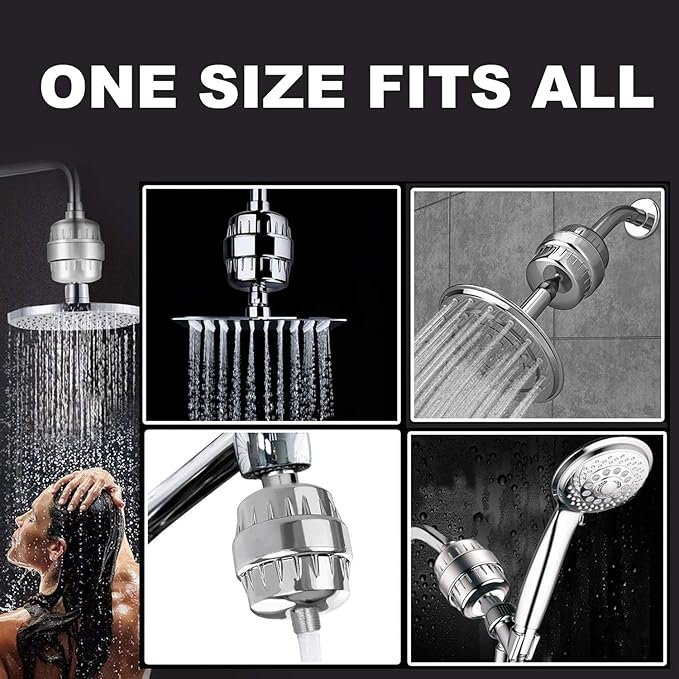 32 Stage Shower Filter with Vitamin C for Hard Water - Water Softener Shower Head Filter with Replaceable Multi-Stage Filter Cartridge to Remove Chlorine, Heavy Metal