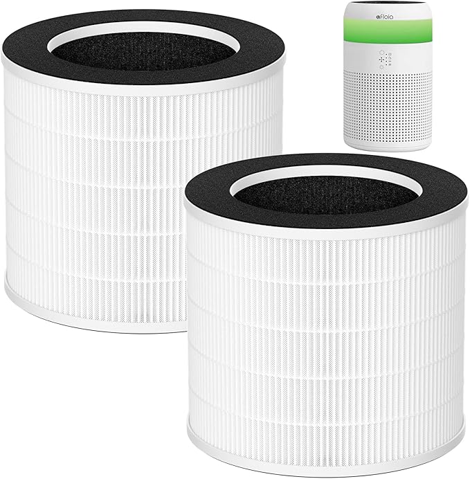 2 Pack Demi Filter Replacement, Compatible with Afloia Demi Air Purifier, HEPA 360° 3-Stage Filtration, Works for Hair Pet Dander, Odor, Dust Smoke, Pollen